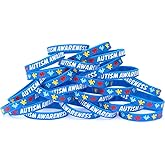 100 Autism Awareness Wristbands - Colorful Puzzle Pieces Silicone Bracelets