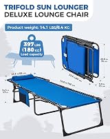 KingCamp Sun Lounger 5-Position Backrest 180 kg Heavy Duty Blue view 2