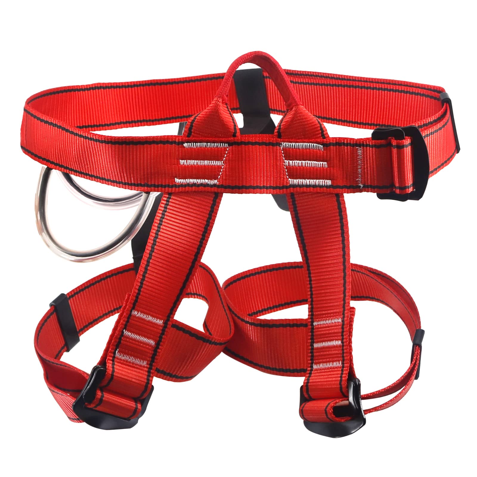 Photo 1 of NewDoar Adjustable Thickness Climbing Harness,CE Certification Wider Half Body Harness for Rock Rappelling Fire Rescuing Tree Climbing Gear(Red)