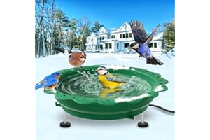 Jvgoo Heated Bird Bath for Outside Winter, Powerful 100W Thermostat Control Heated Bird Baths for Outdoors with 3 Metal Extension Screws, Heated Birdbath Water Heater for Garden Yard Patio Lawn(Green)