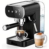 Horavie 20 Bar Espresso Machine with Milk Frother, Espresso Coffee Maker with Touchscreen, Fast Heat-Up Coffee Machine with 48oz Removable Tank for Cappuccino, Latte, Home, Office, Black