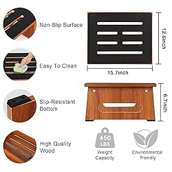 Wooden Step Stool with Non-Slip Rubber Feet