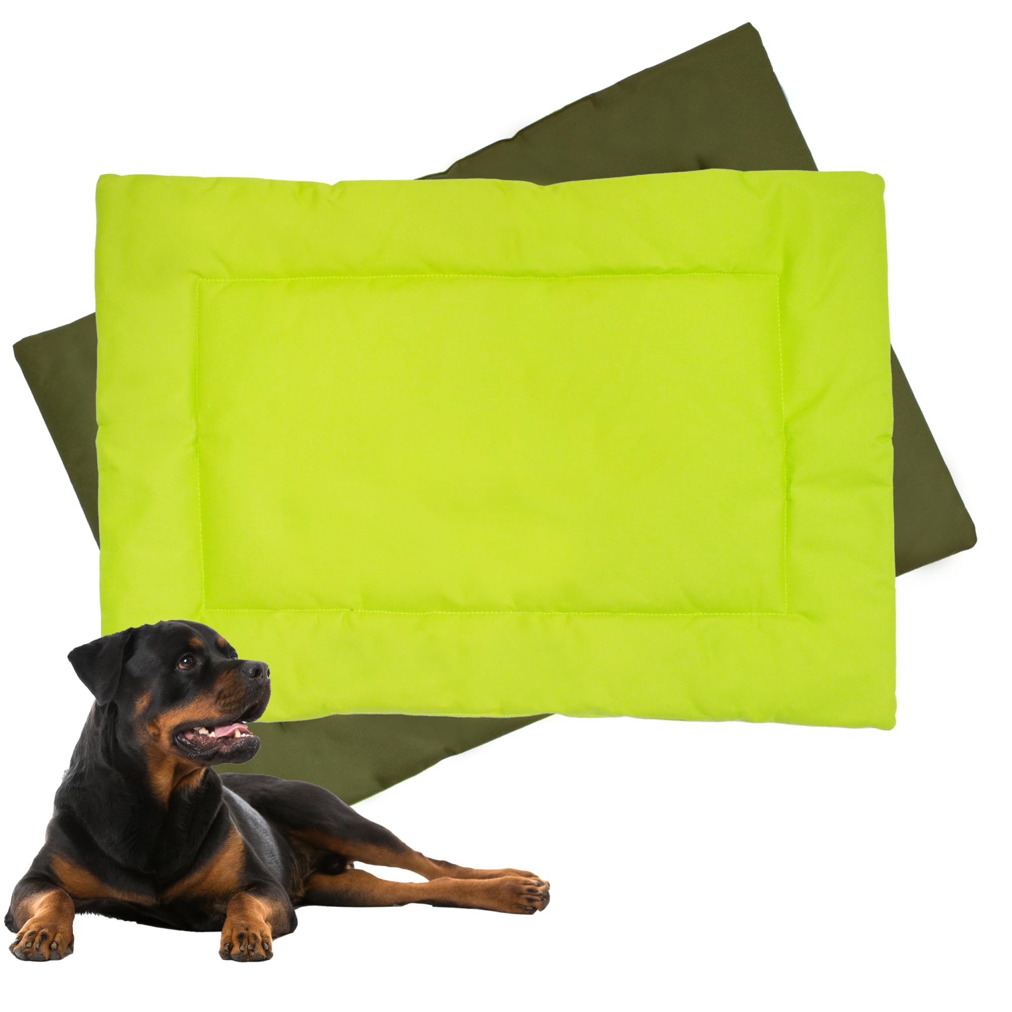 Downtown Pet Supply - Dog Crate Mat - Waterproof Dog Bed or Cat Bed - Two-Tone Ripstop Nylon Fabric Nap Mat - Durable Indoor or Outdoor Dog Bed - Light/Dark Green - 35 x 22 in - Large Dog Bed — image 1