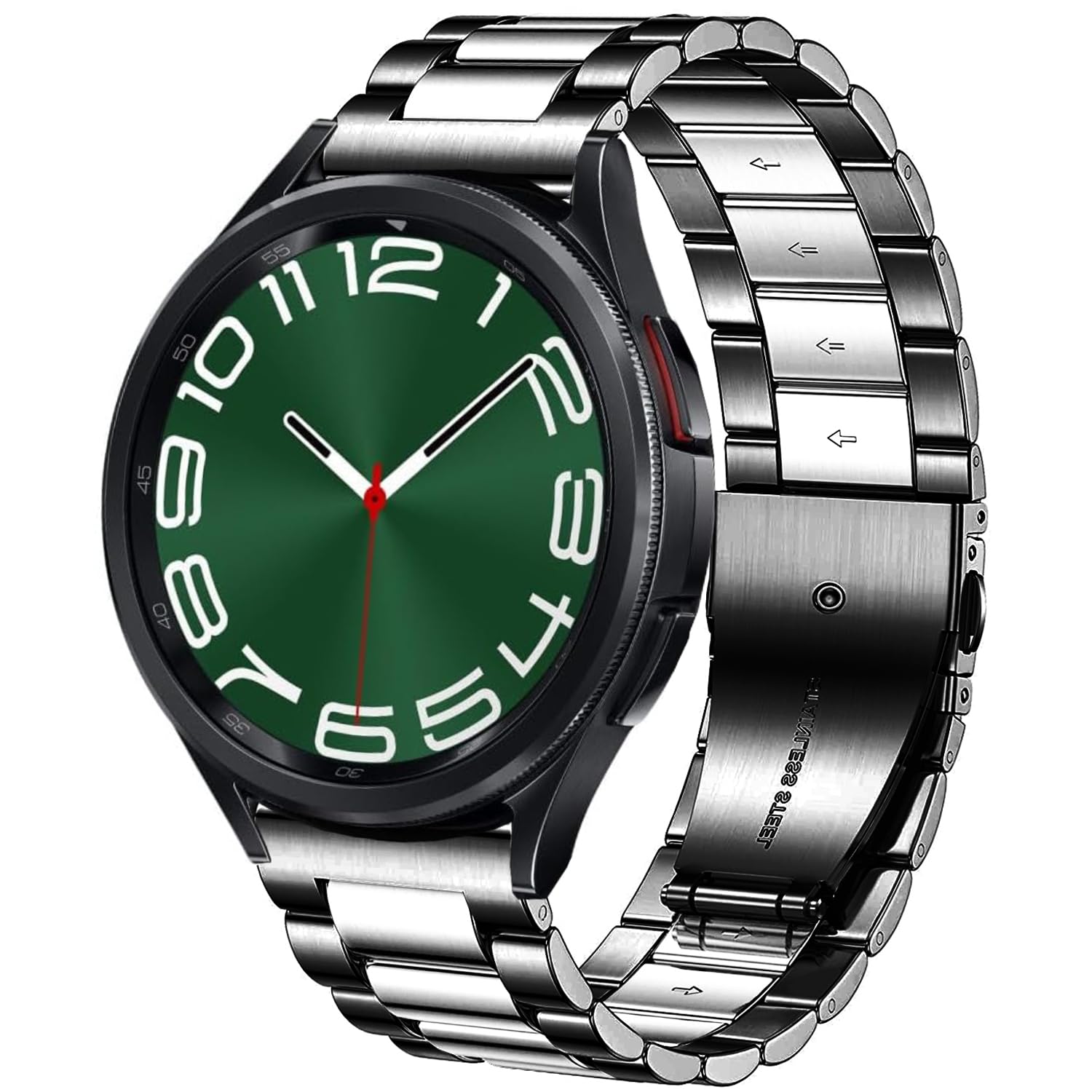 DEALELE Compatible with Samsung Galaxy Watch 6 / 6 Classic / 5 / 5 Pro / 4 / 4 Classic / 3 41mm / Active 2, 20mm Stainless Steel Metal Replacement Strap for Huawei GT2 42mm / GT3 42mm, Black/silver