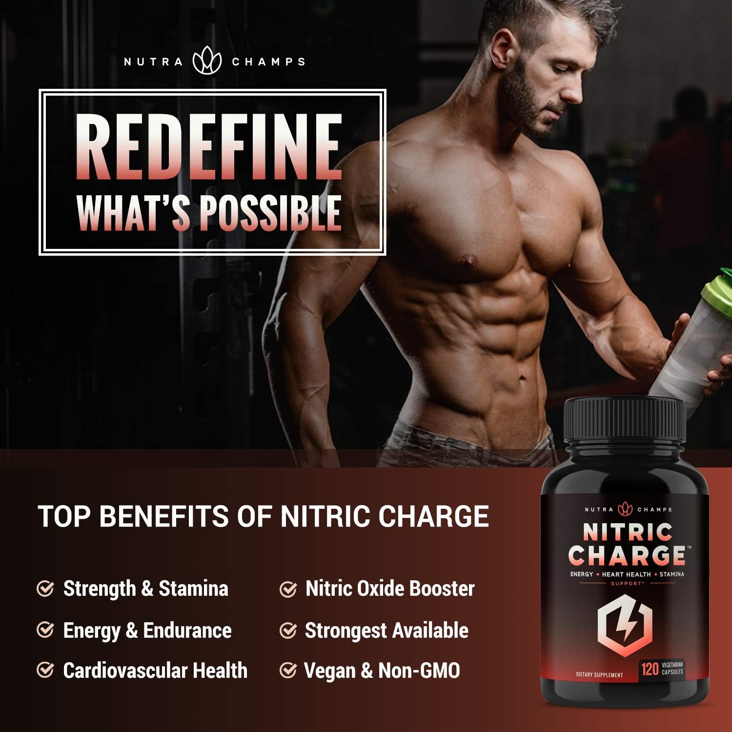 Nitric Oxide Supplement with L Arginine, Citrulline Malate, AAKG, Pine Bark & Grape Seed Extract - Powerful NO Booster for Muscle Growth, Strength, Vascularity, Energy & Blood Flow- 120 Vegan Capsules: Health & Personal Care