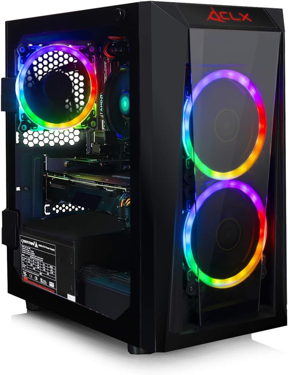 CLX Set Gaming Desktop - VR-Ready, E-Sports - AMD Ryzen 3 2200G 4-Core, A320 MATX, 8GB DDR4, GeForce GTX 1660 Ti 6GB, 120GB SSD + 1TB HDD, Black Mini-Tower RGB Fans, WiFi, Windows 10 Home