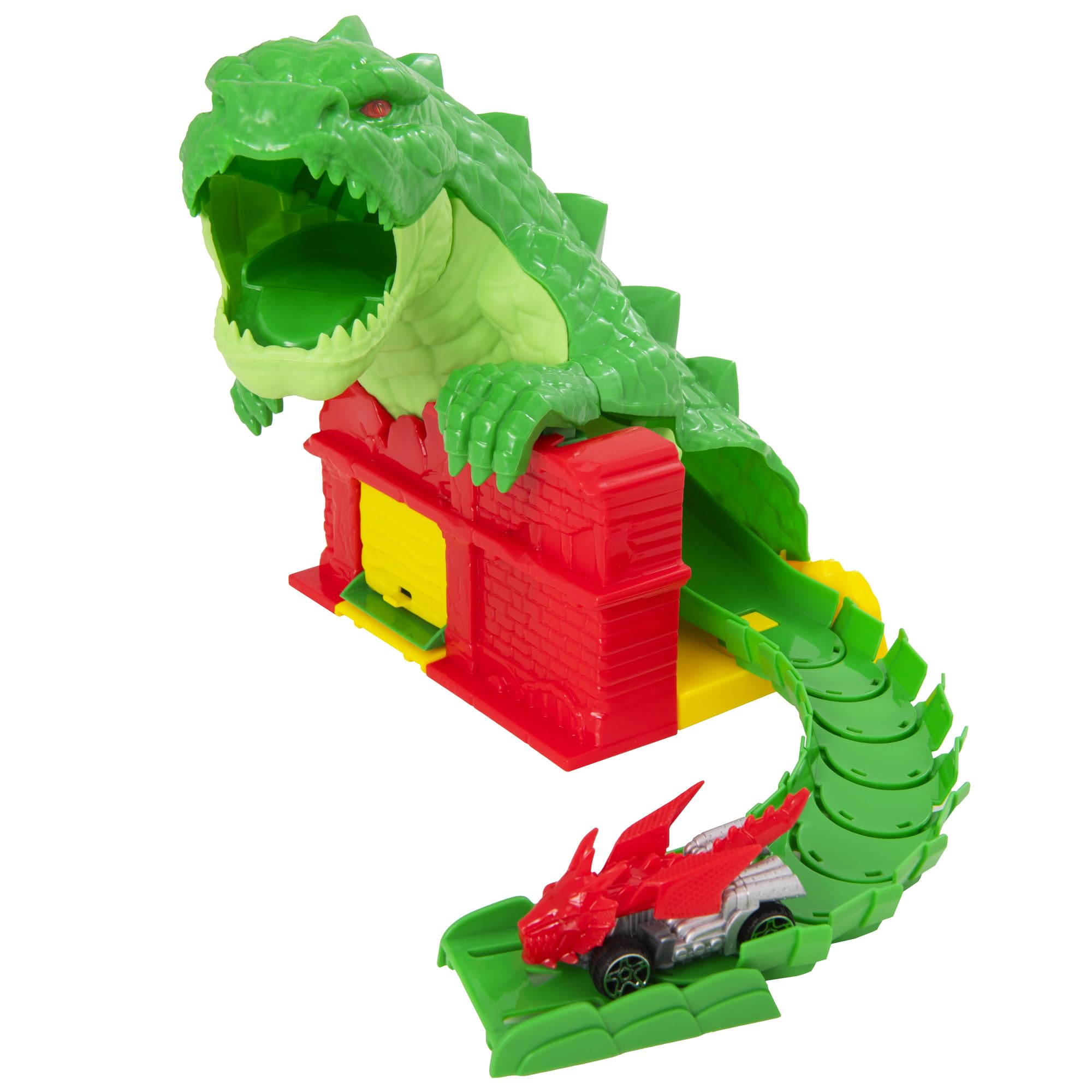 Teamsterz Beast Machines Reptile Rampage Launcher | Dinosaur Vehicle Launcher and Track Set | Monster Transporter Playset with Die-Cast Car | Kids’ Pretend Play Figures and Racing Toy | Ages 3+