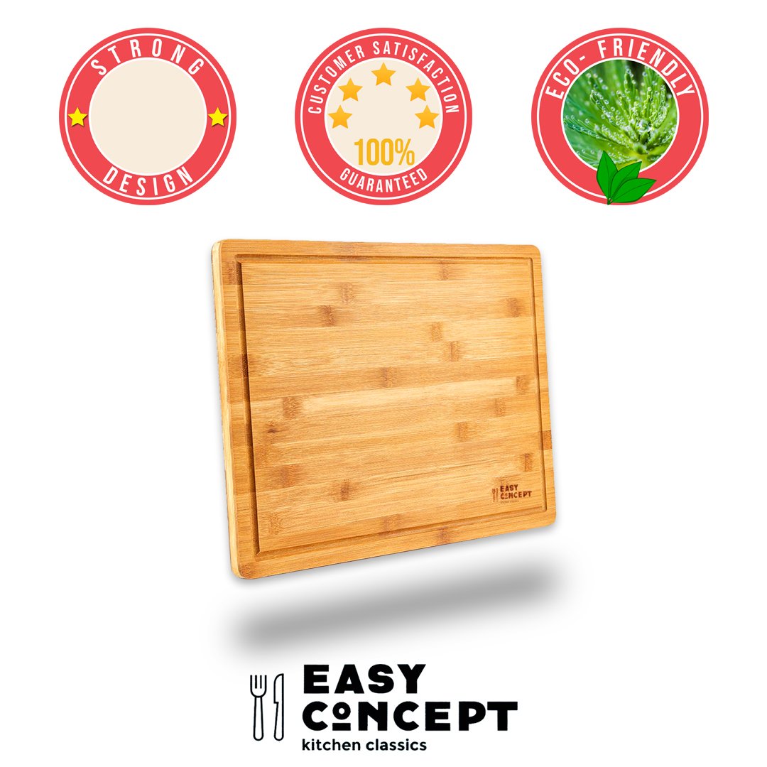 EXTRA LARGE Bamboo Cutting Board for Kitchen with Juice Groove - Thick, Non-Slip Laminated Layers for Meat Carving (Butcher Block) - Anti Microbial Chopping Board for Fruits, and Vegetables - 17x12.5