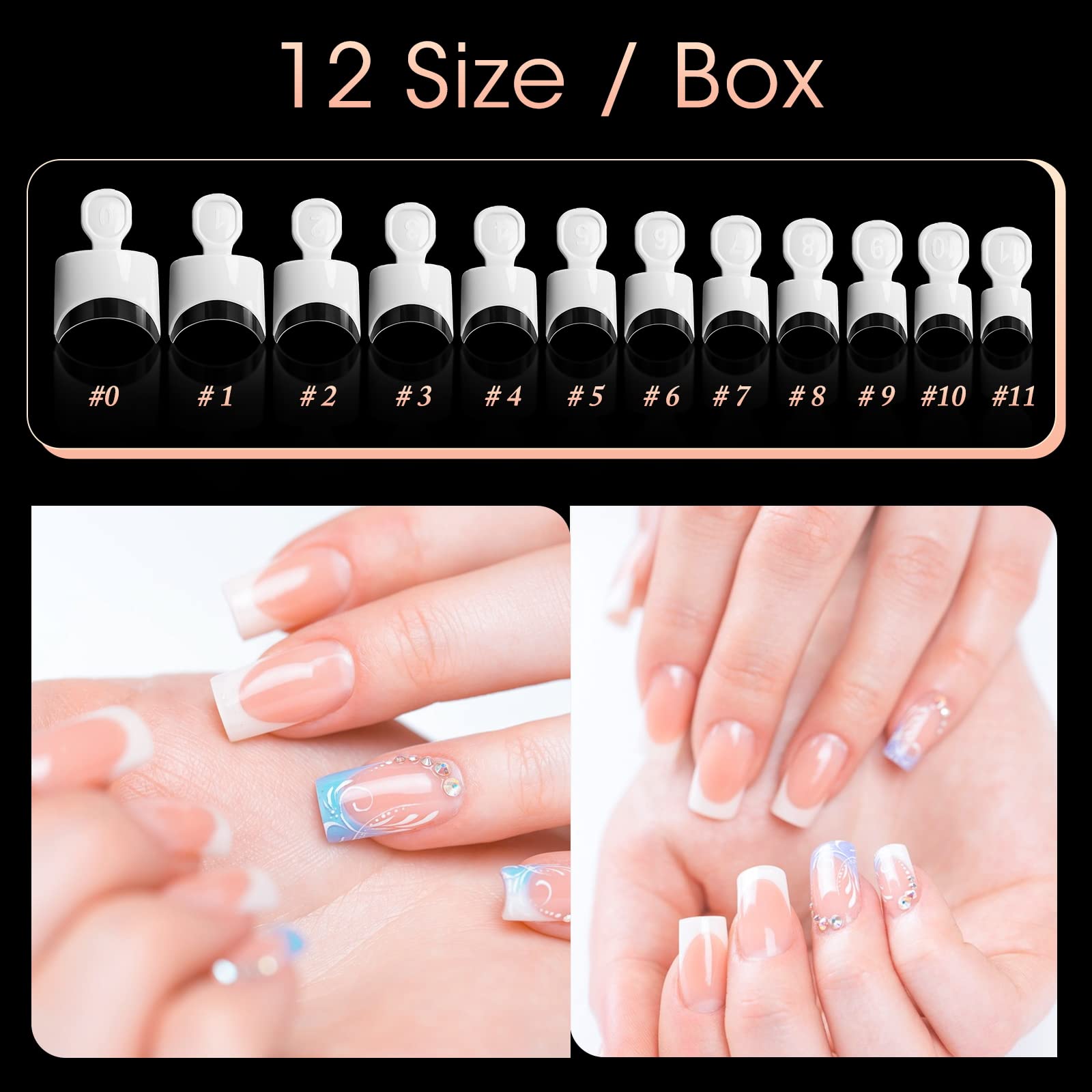 Ranrose French Nail Tips 120PCS Short Square Half Cover Nail Tips Press On Nails 12 Sizes French Fake Nails Acrylic White Nail Tips with Box - Image 4