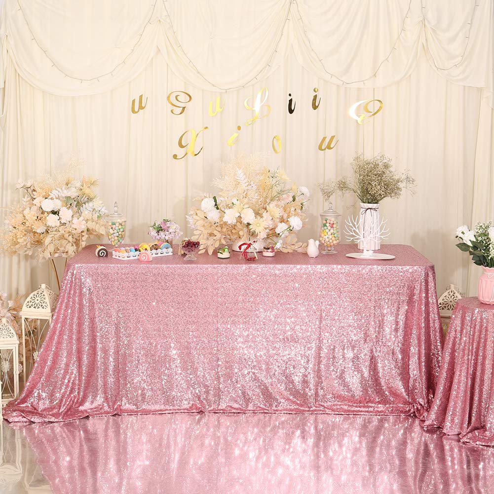 Eternal Beauty Sequin Tablecloths Rectangle Fuchsia Pink 152 x 260 cm wedding Halloween Chrismas Party Banquet New Year’s Day