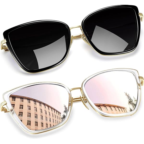 Oversized Cat Eye Sunglasses UV400 Protection 2 Pack Vintage Fashion LVIOE Cat Eyes Sunglasses for Women, Polarized Oversized  main image 3