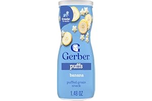 Gerber Stage 3 Baby Snacks, Banana Puffs, Puffed Grain Snack, Baby Led Feeding, Iron & Choline, Puffs Snacks for Babies, 6-Pack