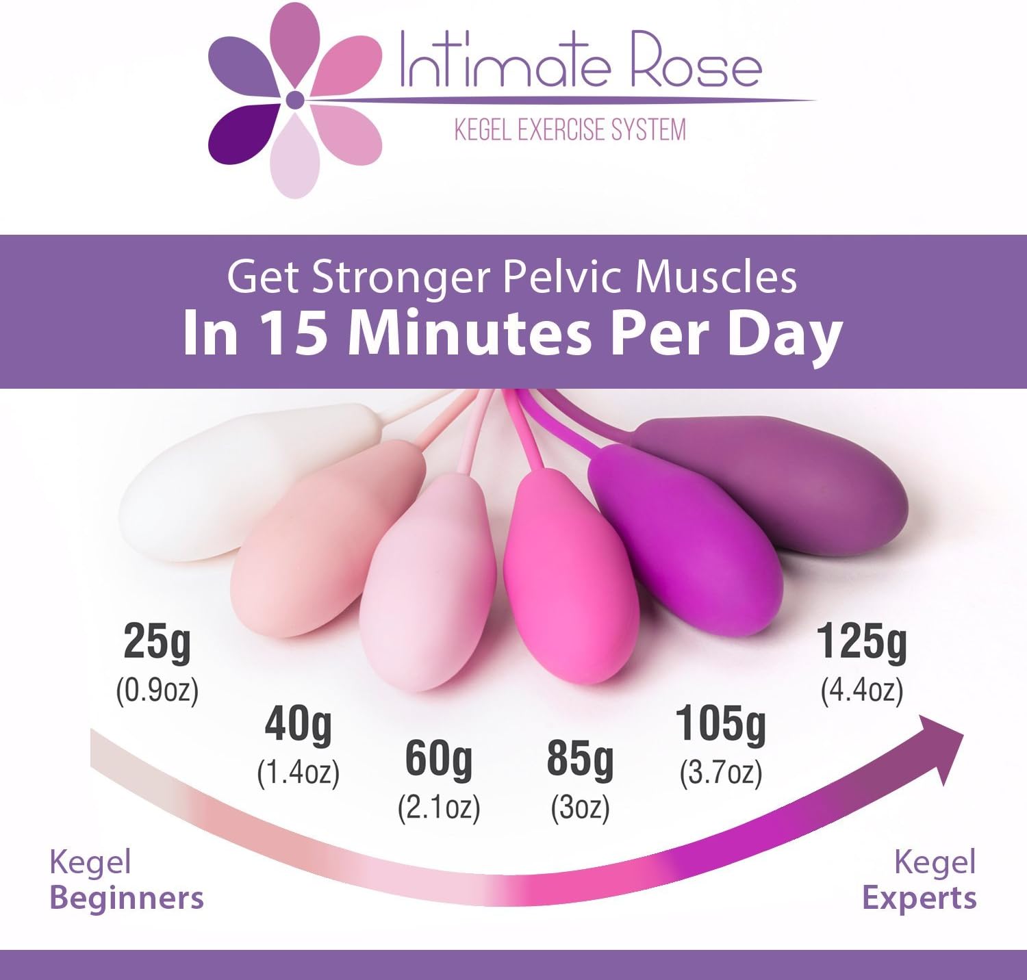 Intimate Rose Kegel Exercise Weights - Doctor Recommended Pelvic Floor Exercises - Set of 6 Premium Silicone Kegel Balls for Tightening & Control with Training Kit for Women: Beginners & Advanced: Health & Personal Care