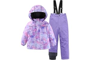 M2C Boys Girls 2-Piece Snowsuit Thicken Patterned Ski Jackets and Pants