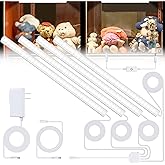 JUSJUBR 4-Pack Cold White Display Shelf Lights, Under Shelf Lighting with Memory Function, 12 Inch 6000K Plug-in Bookshelf Lighting, LED Cabinet Lights for Display Case/Pantry/Closet/Safe