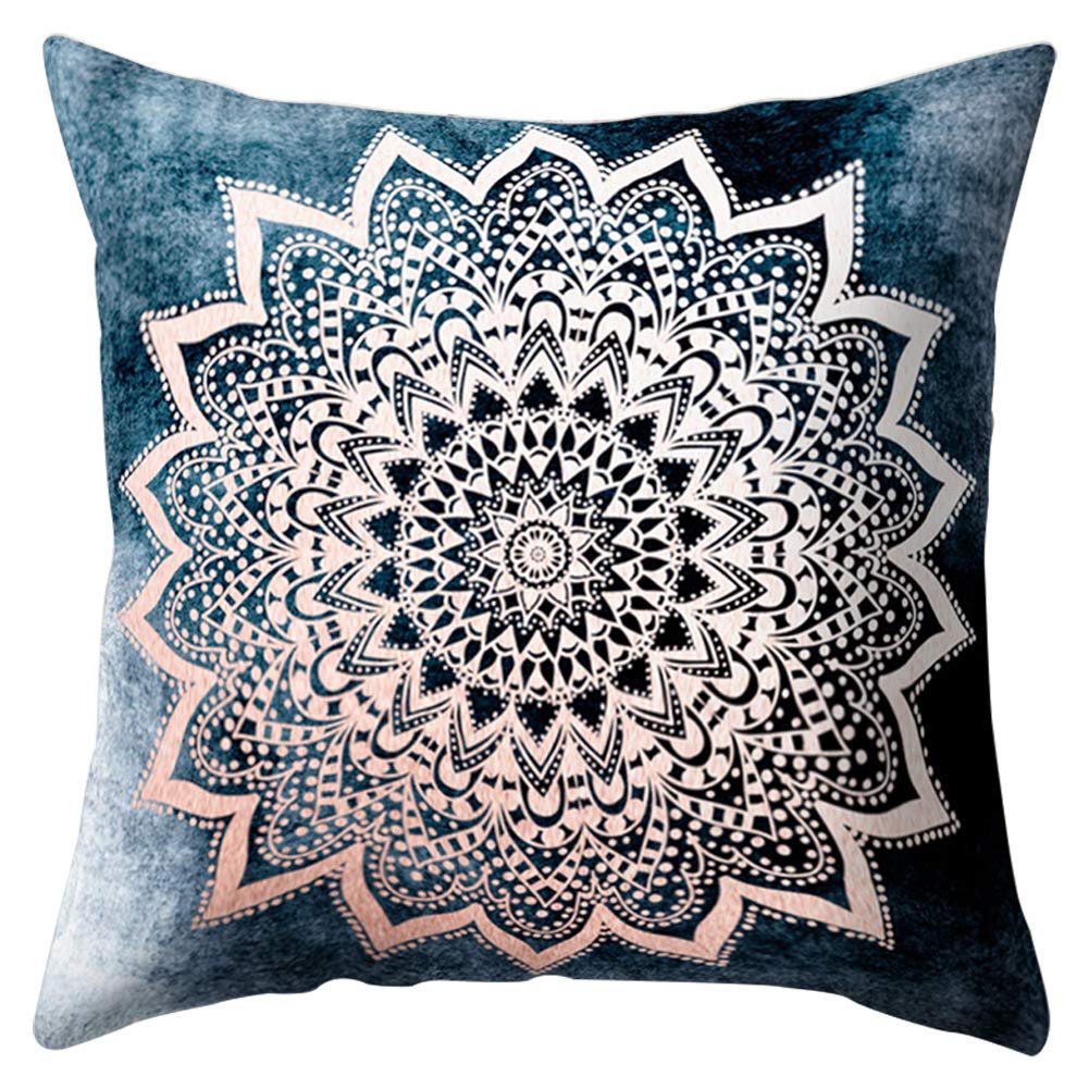 Haofy Floral Mandala Compass Throw Pillow Cover, 45x45cm Square Throw Pillow Covers Datura flowers Pillow Cover Cushion Cover (J)