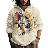 Biacolum Men's Hooded Long Sleeve Shirt Graphic Button Up Henley Neck Lightweight Hoodie Shirts Casual Pullover