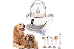 CUISINAID Dog Grooming Vacuum Kit, 11Kpa Suction Power Pet Hair Vacuum for Shedding Grooming with 2L Large Capacity Hair Storage, 5 Professional Pet Grooming Tools for Dogs Cats