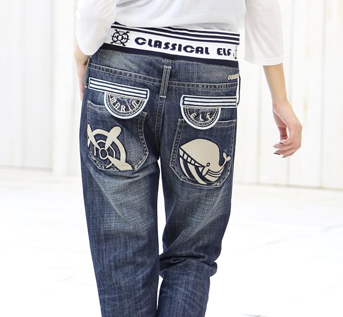 Amazon クラシカルエルフ Classical Elf ボーイフレンドデニム レディース ボーイズデニム 大きいサイズ ジーンズ 刺繍 デニム Cl6002 ジーンズ 通販