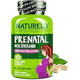 NATURELO Prenatal Multivitamin with Gentle Chelated Iron, Methyl Folate, Plant Calcium & Choline - Vegan, Vegetarian - Non-GMO - Gluten Free - 180 Capsules - 2 Month Supply