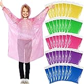 Berlune 40 Pcs Kid Ponchos Bulk Disposable Kids Rain Ponchos Bulk Emergency Raincoat with Elastic Sleeves(Blue, Green, Yellow, Purple, Pink)
