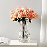 UUyuality 10" Decorative Modern Flower Vase for Floral Arrangements, Large Elegant Clear Glass Vase for Bouquet(Transparent) (Clear, 01)