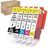 AmeriMade Refillable 280XXL 281XXL Ink Cartridges for PIXMA TS6120 TS6220 TS6320TS8120 TS8220 TS8320 TR7520TR8520 TR8620 TS9120 TS9520 TS9521C TS702 Printer