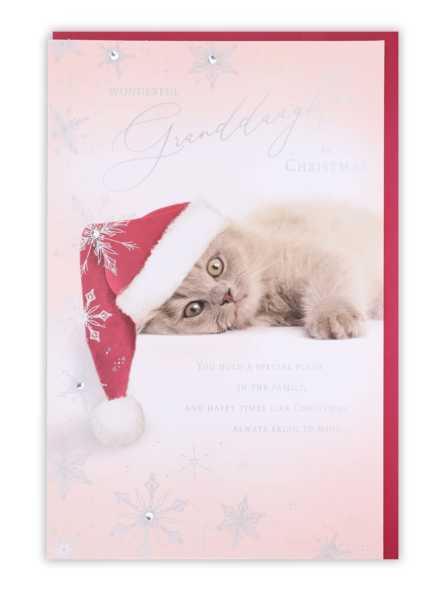 Clintons: Kitten In Santa Hat Granddaughter Christmas Card 155 x 235, Multi-Colour,1149058