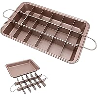 Brownie Pan, Non Stick Brownie Pans With Dividers, 18 Pre-slice Brownie Baking Tray, Carbon Steel Bakeware for Oven…