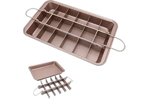 AILELAN Brownie Pan with Dividers, Non-Stick Backing Pan, Brownie Pan, Lasagna Pan, Brownie Trays,18 Pre-slice Brownie Pan All Edges, Muffin and Cupcake Pan for Baking, Brownie Bites - 12 X 8 X 2 Inches