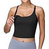 Foucome Nursing Tank Tops for Breastfeeding Longline Nursing Sports Bra Cross Back Workout Crop Top with Built in Bra