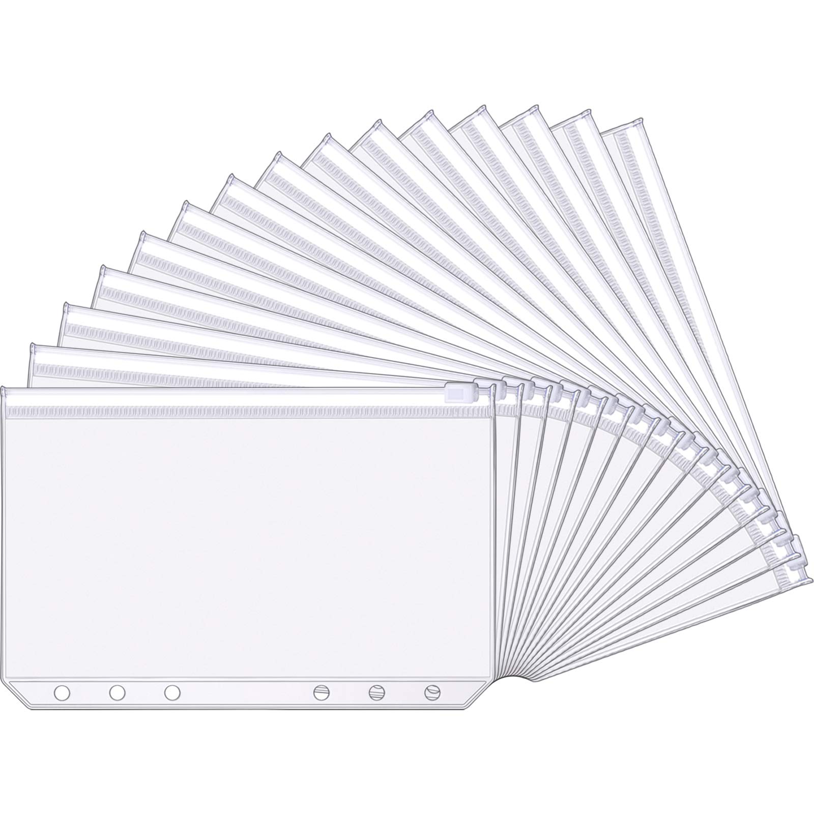 15 Packs A6 Binder Pockets 6 Holes Budget Cash Envelopes for Budgeting Clear Zipper Folders Loose Leaf Bags for 6 Ring Budget Binder Notebook Waterproof PVC Document Pouch Filing Bags(15 Packs)