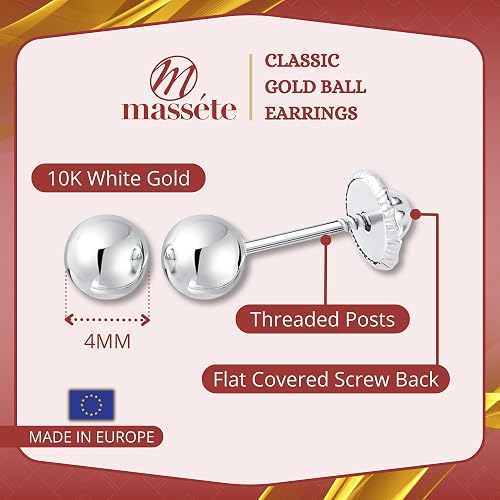 thumbnail image 2 of White Gold Stud Earrings Real 14k Yellow Gold Ball Stud Earrings Screw Back Studs 2 Mm , 3 Mm , 4 Mm , 5 Mm , 6 Mm , 7 Mm, 8 Mm - UK Earrings Screw Back White Gold 2 of 12