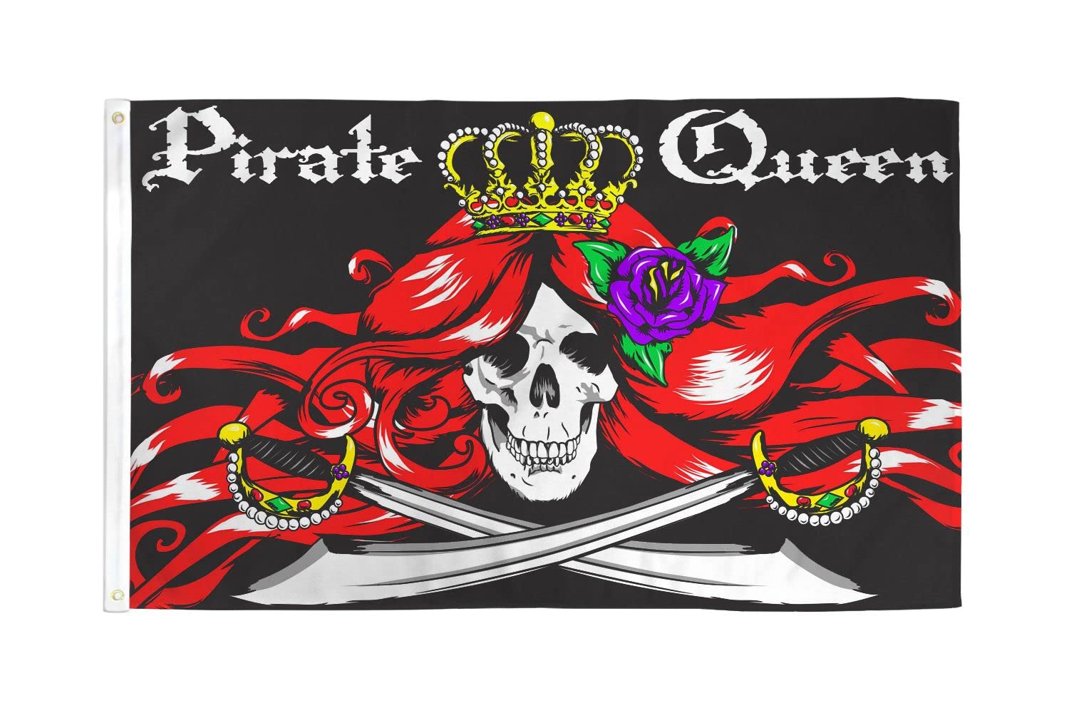 AZ FLAG - Pirate Queen Flag - 3x5 Ft - 100D Polyester Skull Pirates Banner with Two Metal Grommets - Fade Resistant - Vivid Colors - 3' x 5' Feet - 150x90 Cm
