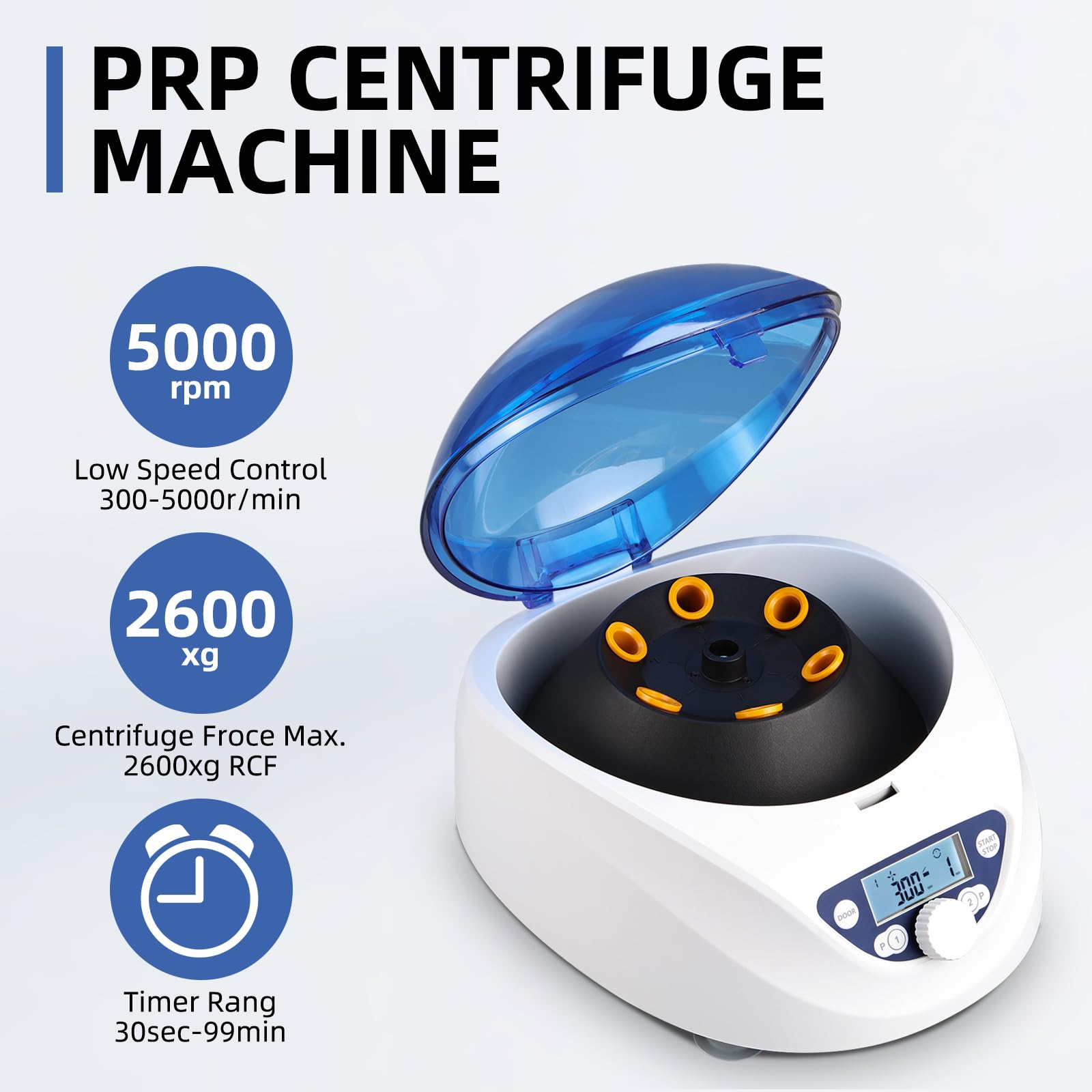 NORJIN PRP Lab Benchtop Centrifuge Machine 6x15mL/10mL/7mL/1.55mL, Low