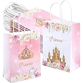 Winoo Design Princess Gift Bags with Handles - 16 PK - Princess Paper Bags for Princess Party Decorations Decor, Birthday Party Supplies