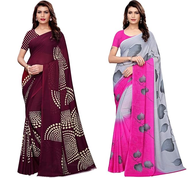 Womens Multi Color Georgette Printed Saree