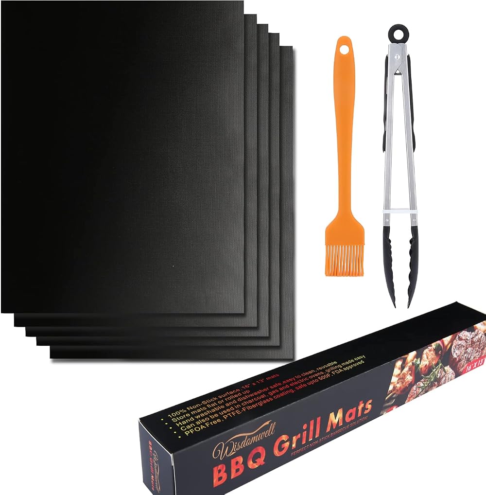 BBQ Grill Mat Set of 5 Non Stick Teflon Mats Heat Resistant 500F