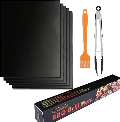 BBQ Grill Mat Set of 5 Non Stick Teflon Mats Heat Resistant 500F
