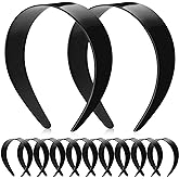 Chuangdi 12 Pcs Plastic Headbands Wide Hard Plain Craft, Black, 2'' | Plastic Hairband Headband, DIY Hair Accessories, for Women