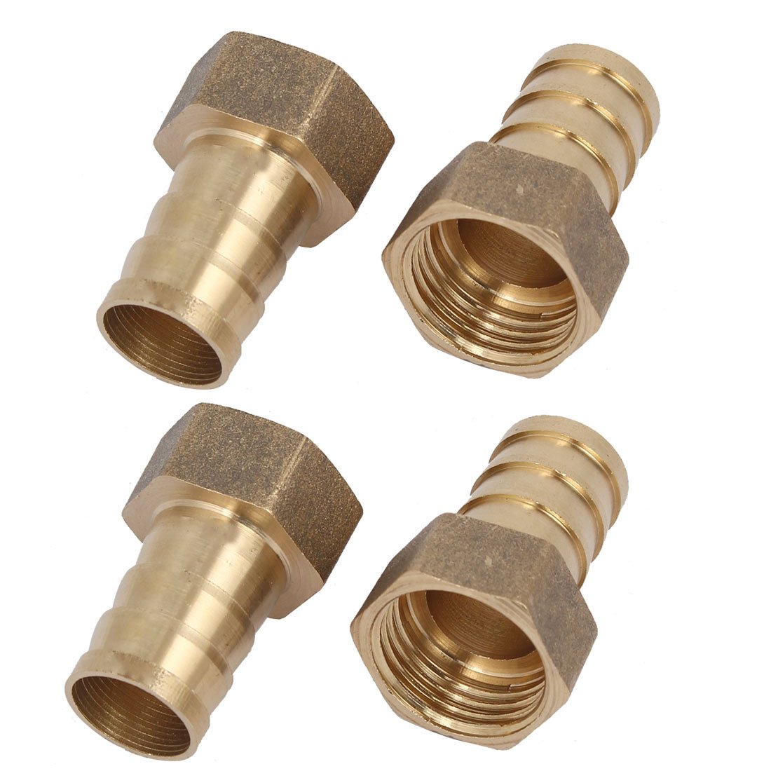 sourcingmap 1/2BSP Female Thread 16mm Hose Barb Brass Tubing Coupler Connector Fitting 4pcs