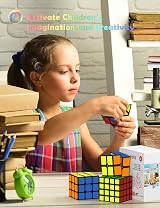 ROXENDA Speed Cube Set 2x2 3x3 4x4 Pyramid Stickerless 4 Pack view 6