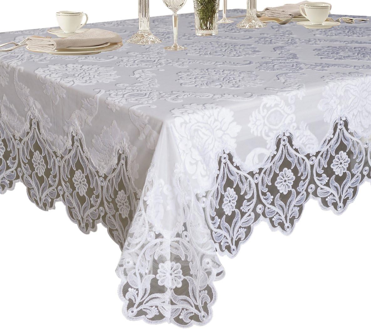 Best white table cloth lace detail