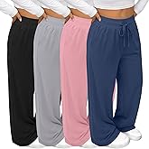 Oakgarden 4 Pack Women's Plus Size Sweatpants Wide Leg Baggy Drawstring Pants Yoga Casual Workout Joggers with Pockets