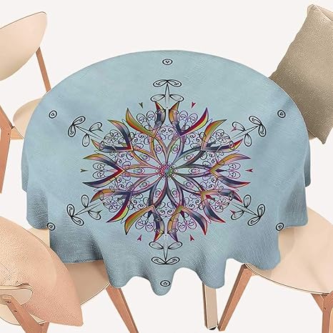 Amazon 雪の結晶 ピクニッククロス 星 7つの星と水玉模様 抽象的なモチーフ 新年イラスト レッド ホワイト D 50 D128cm テーブルクロス オンライン通販