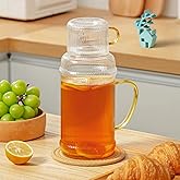 Baffect Bedside Water Carafe And Glass Set, High Borosilicate Glass Pitcher For Hot Or Cold Beverage, 68oz Water Bottles With 10 Oz Tumbler For Nightstand, Kitchen, Mouthwash Dispenser For Bathroom