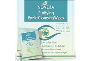 NOVEHA Eyelid & Lash Wipes | For Itchy, Dry Eyes, Styes & Blepharitis, Demodex | Gentle & Natural 0.02% Pure Hypochlorous Aci