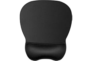 JIKIOU Ergonomic Wrist Support Gel Mouse Pad with Wrist Rest, Comfortable Computer Pain Relief Mousepad with Non-Slip PU Base for Office & Home, 9.2 x 8.1 in,Black