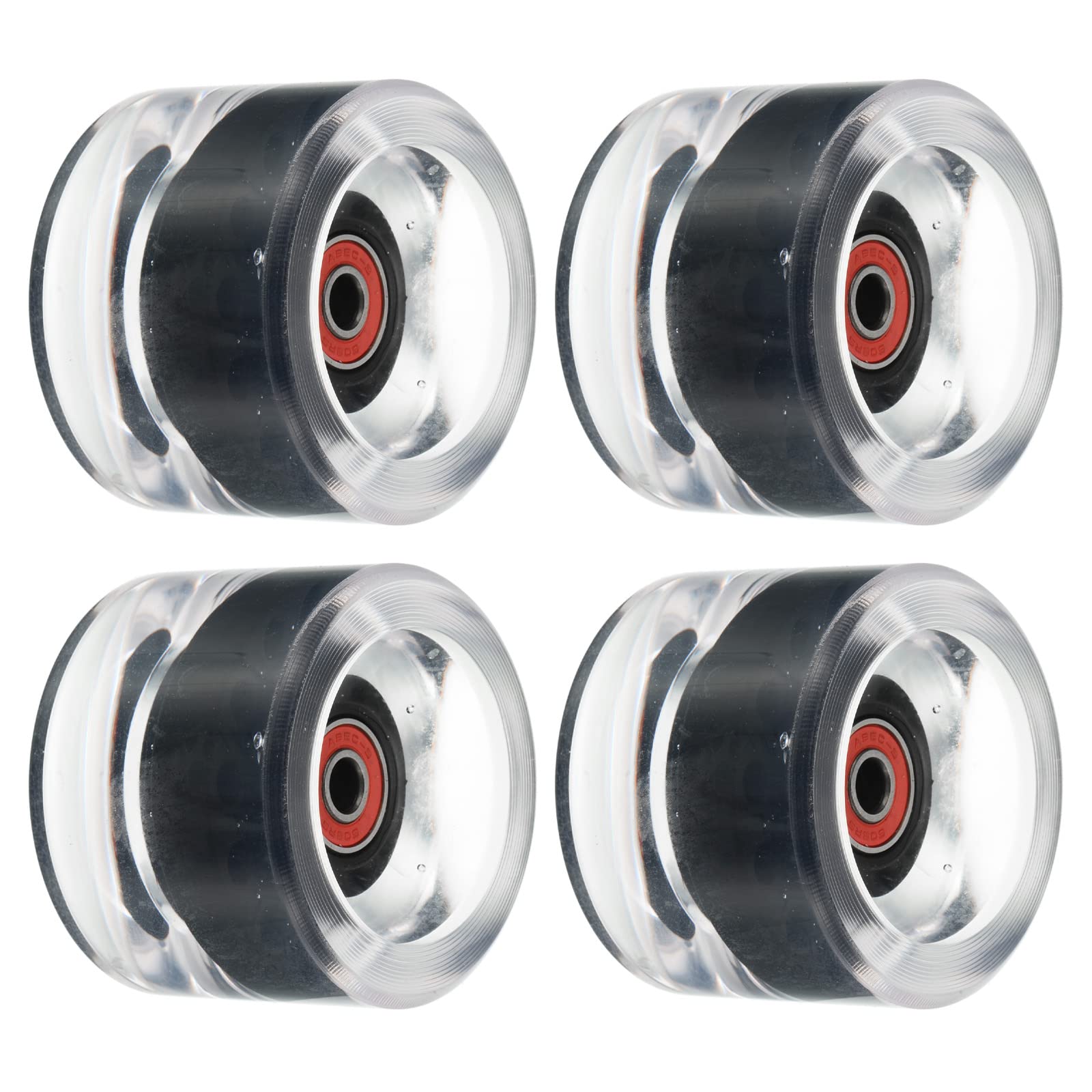 PATIKIL 70mm 78A Longboard Wheels with Red ABEC-9 Bearings, 4 Pack Soft Cruiser Wheels Street Wheels for Skateboards Skateboard Wheel PU, Clear Black
