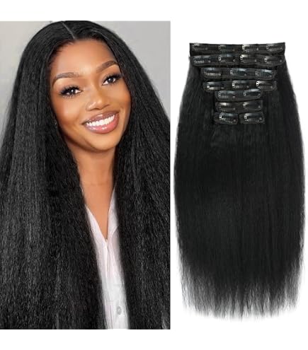Amazon.com : Kinky Straight Clip ins 16 Inch Clip in Hair  display picture 1